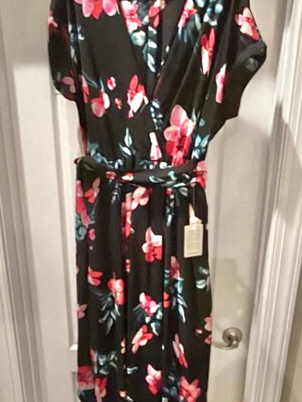 Meghan LA Black Floral Maxi Dress with Pink & Teal Flowers - Picture 2 of 2